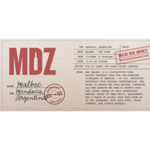 RJ Vinedos MDZ Wines Malbec Label