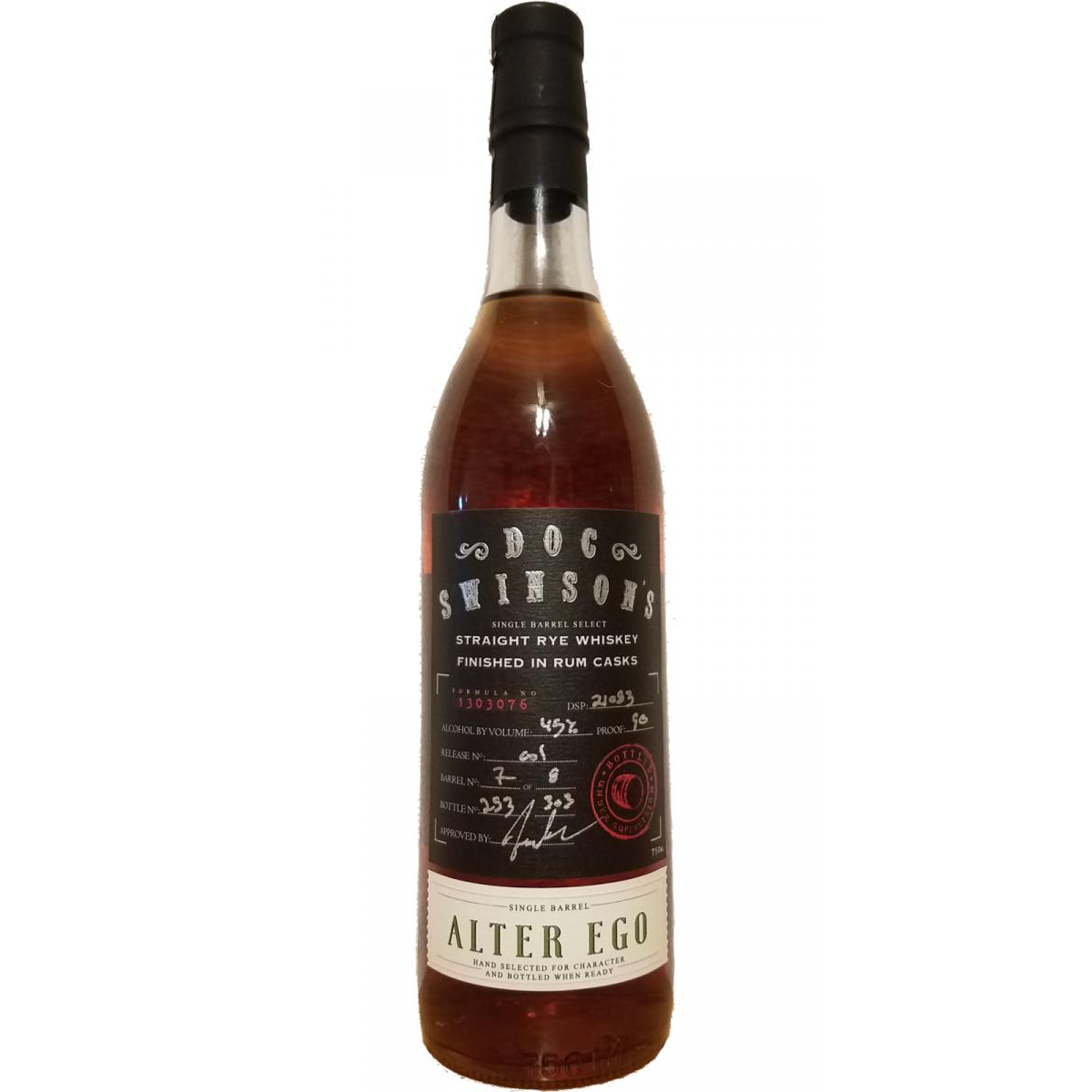 Doc Swinson's Alter Ego Straight Rye Whiskey Finished in Rum Casks